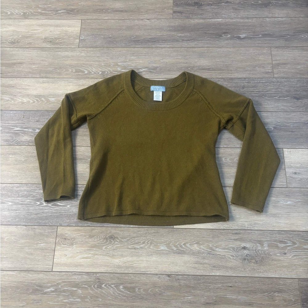 U-Knit Cashmere Sweater Sz XL Missy Green Classic Quiet Luxury Preppy Old Money